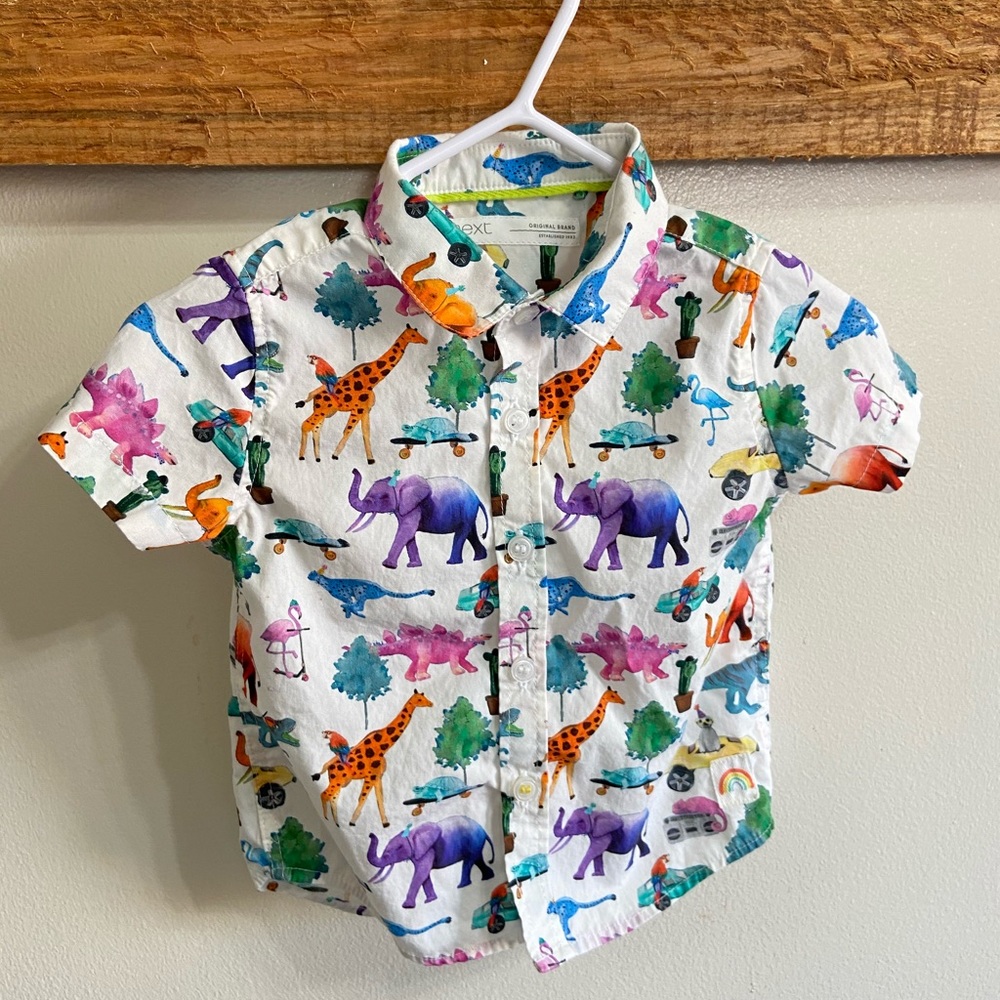 Next Baby Boy Rainbow Button Down Shirt - Sz 3-6 Months - New with No Tags!